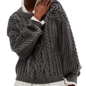 Free People Frankie Cotton Cable Crew, size XL